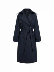 Collar Long Sleeve Double Breasted  Trench Coat With Belt