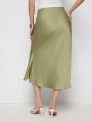Mid Rise Ruched Drawstring Zipper Mermaid Maxi Skirt