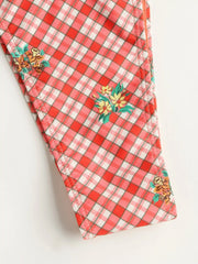 Check & Floral Tie Side Cheeky Bikini Bottom