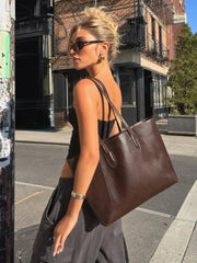 DISTRESSED FAUX LEATHER TOTE BAG