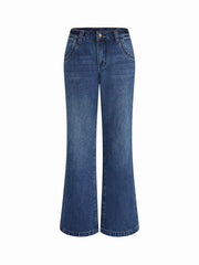 Cider Denim Low Rise Washed Straight Leg Jeans