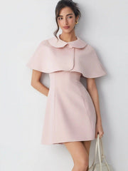 Peter Pan Collar Satin Crop Cape Jacket