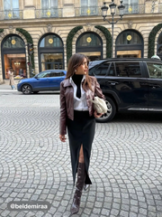 Faux Leather Cropped Jacket