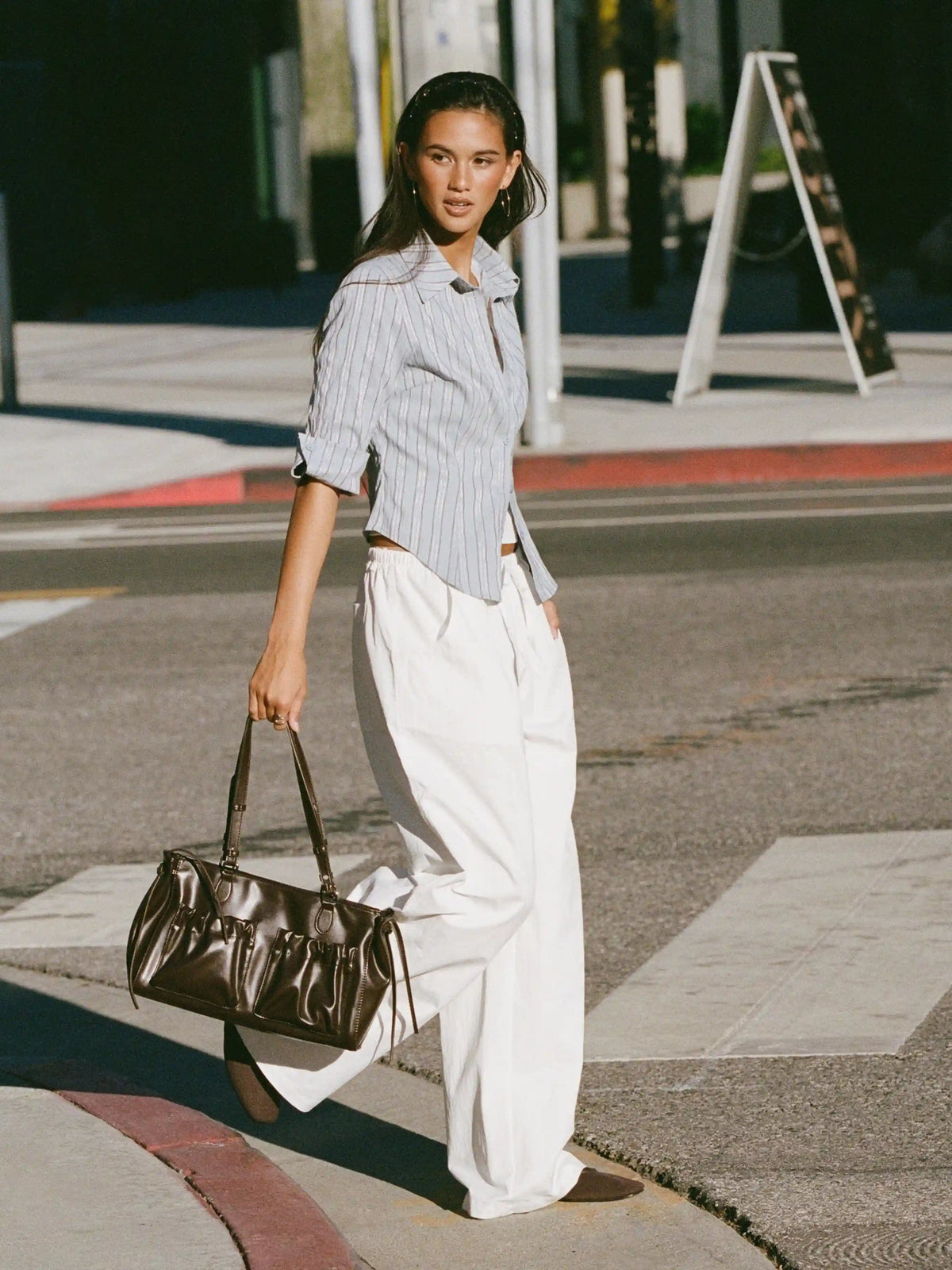 Cotton-blend Striped Collar Shirt
