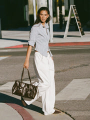 Cotton-blend Striped Collar Shirt