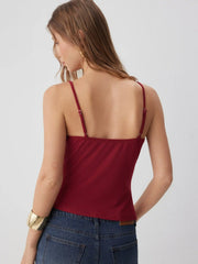 Cowl Neck Ruched Asymmetrical Hem Cami Top