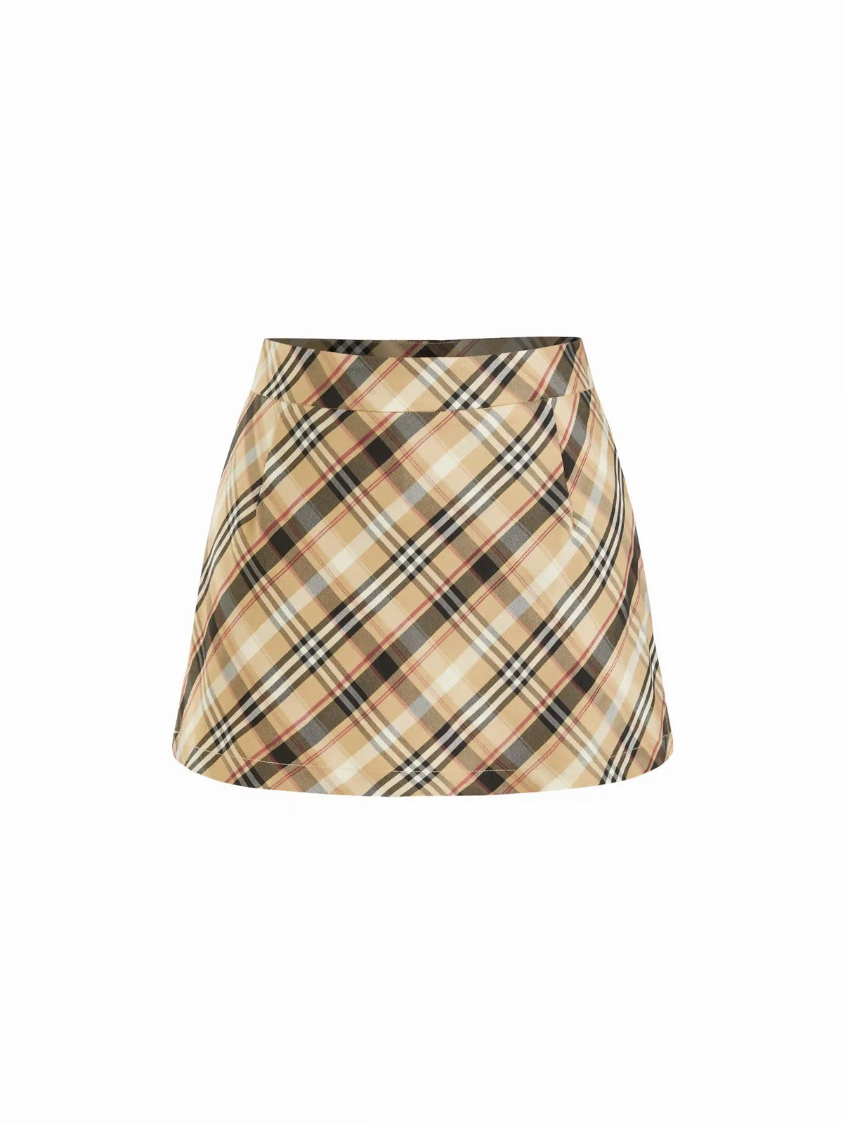 High Rise Tartan Zip Through Pocket Mini Skirt