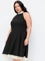 Halter Neck Bowknot A-line Mini Dress Curve & Plus