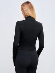 CIDERAIRY™ Mandarin Collar Solid Zipper Active Jacket