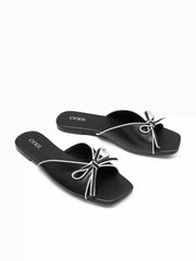 BOWKNOT SQUARE TOE SANDALS