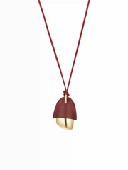 FAUX LEATHER METAL PENDANT NECKLACE