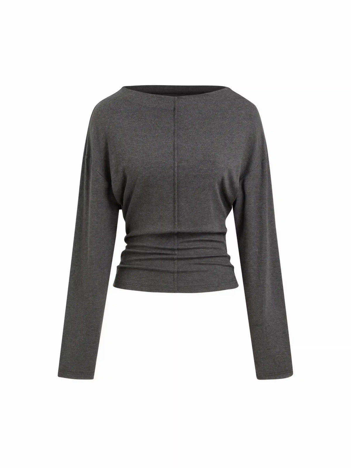 Boat Neck Batwing Sleeve Ruched Cinched Waist Top