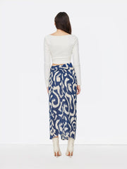 Mid Rise Abstract Knotted Split Maxi Skirt