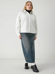Denim Mid Waist Pocket Maxi Skirt Curve & Plus