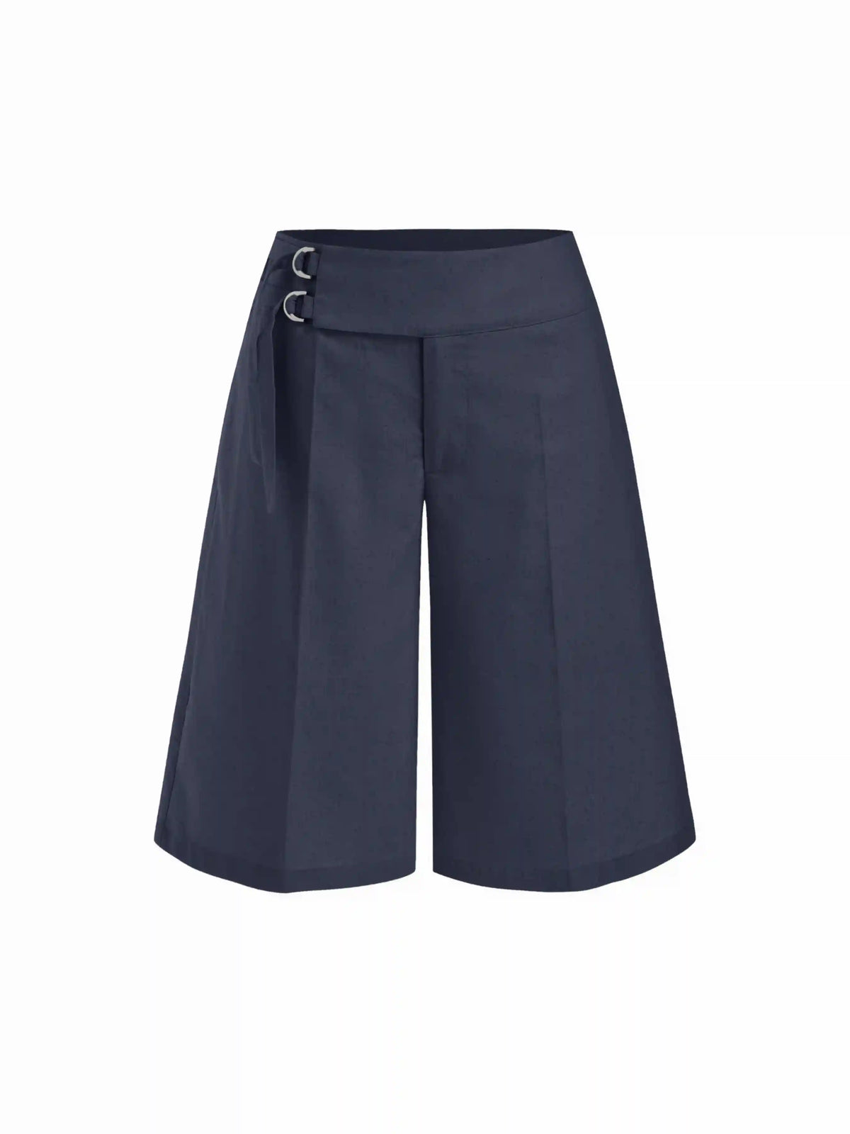 Linen-blend Low Rise Metal Detail Bermuda Shorts