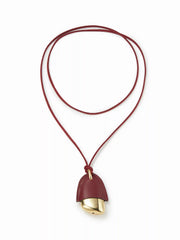 FAUX LEATHER METAL PENDANT NECKLACE