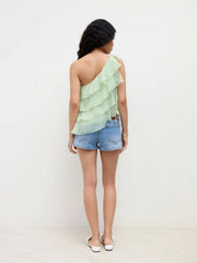 Chiffon Asymmetrical Neck Layered Tank Top