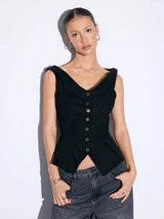 Cotton-blend Sweetheart Ruched Peplum Hem Top