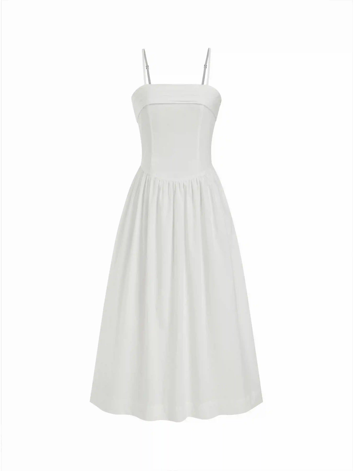 Cotton-blend Square Neck Flared Maxi Dresses