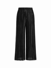 Textured High Rise Pleated Wide Leg Trousers