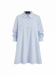 Cotton-blend Oversized Long Sleeve Mini Shirt Dress