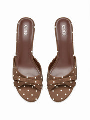POLKA DOT & BOWKNOT MID HEEL SANDALS