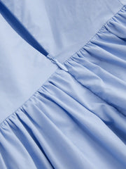 Cotton-blend Cowl Neck Ruffle Zipper Midi Dress