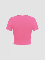Solid Short Sleeve Crop Tee