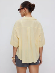 Cotton-blend Short Sleeve Oversized Shirt