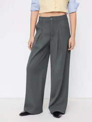 Cropped & Pleated Wide Leg Trousers