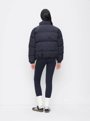 Reversible Stand Collar Colorblock Drawstring Zip Through Oversized Puffer