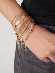 9 PCS HEART & RHINESTONE CHAIN BRACELET SET