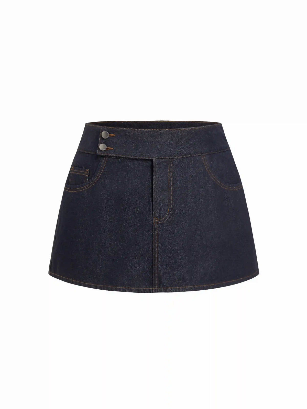 Washed Denim Mid Rise A-Line Mini Skort Curve & Plus