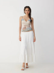 Deer Graphic V-neck Lettuce Trim Cami Top