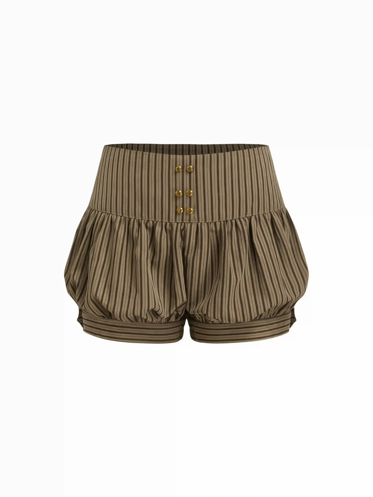 Low Rise Striped Metal Detail Bubble Hem Micro Shorts