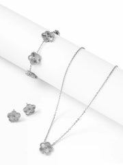 3PCS FLOWER EARRINGS & BRACELET & NECKLACE  SET