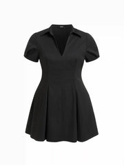 Short Sleeve Mid Rise A-line Mini Dress Curve & Plus