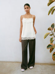 Square Neck Lace Trim Oversized Cami Top