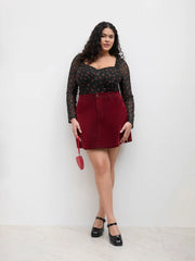 Stretch Denim Mid Rise Pocket Mini Skirt Curve & Plus