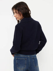 Knit Collar Metal Detail Cardigan