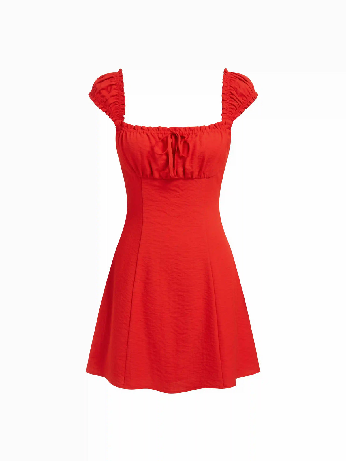 Square Neck Ruffled Cap Sleeve A-line Mini Dress