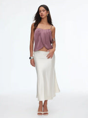 Satin Draped Sweetheart Cami Crop Top