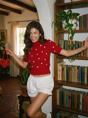 Knit Heart High Neck Top