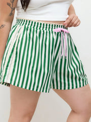 Mid Rise Stripe Knotted Shorts Curve & Plus