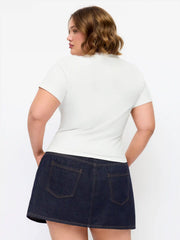 Cotton-blend Cat Graphic Bowknot Short Sleeve Tee Curve & Plus