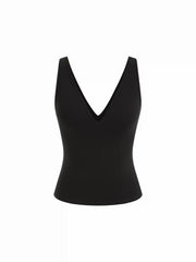 Cotton-blend High Stretch V-neck Tank Top
