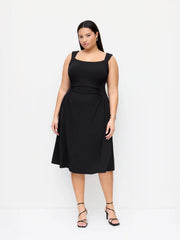 Scoop Neck Ruched A-line Midi Dress Curve & Plus