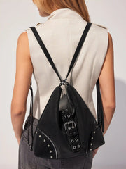 STUDDED BUCKLE TOTE BAG