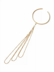 RHINESTONE DECOR MULTI-LAYERED CHAIN OPEN ARM CUFF