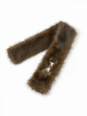 HEART BUCKLE FUZZY SCARF